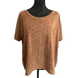 Ralph Lauren Denim & Supply Faux Suede Floral Eyelet Boho‎ Western Blouse Medium